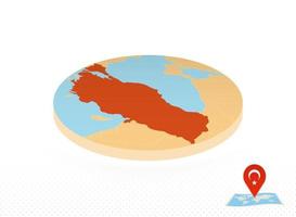 Turkey map designed in isometric style, orange circle map. vector