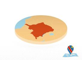 DR Congo map designed in isometric style, orange circle map. vector