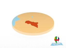 mapa de la república centroafricana diseñado en estilo isométrico, mapa de círculo naranja. vector