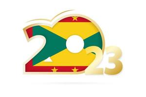 Year 2023 with Grenada Flag pattern. vector