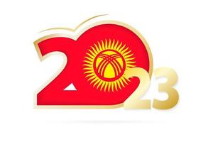 Year 2023 with Kyrgyzstan Flag pattern. vector