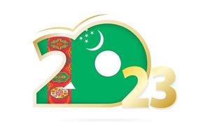 Year 2023 with Turkmenistan Flag pattern. vector