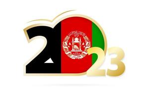 año 2023 con patrón de bandera de afganistán. vector
