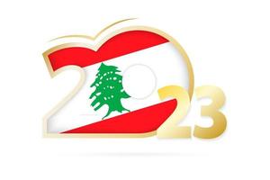 Year 2023 with Lebanon Flag pattern. vector