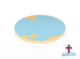 Faroe Islands map designed in isometric style, orange circle map. vector