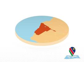 Namibia map designed in isometric style, orange circle map. vector