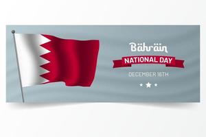 bandera ondulada de bahreiní el 16 de diciembre fiesta patriótica nacional. plantilla de banner horizontal de ilustración del 16 de diciembre del día nacional de bahrein vector
