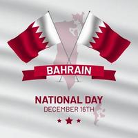 día nacional de bahrein 16 de diciembre con plantilla de banner cuadrado de ilustración de bandera ondulada vector