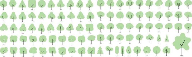 Vector Flat icons collection of tree. Vector Flat pictograms isolated on a white background. Flat icons collection for web apps and mobile concept. Premium quality symbols