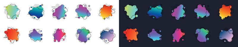 Fluid graphic shape element design vector background or liquid gradient abstract geometric modern splash halftone wavy set for text copy space. idea of curvy backdrop for flyer or brochure