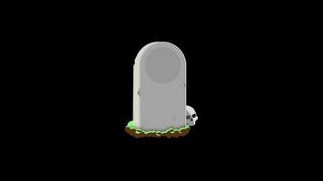 Halloween tombstone animation motion graphics video transparent background with alpha channel