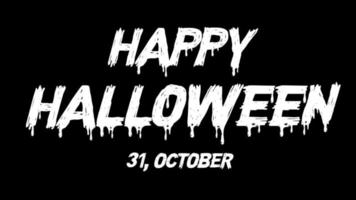 feliz título de halloween, texto 31 de octubre gráficos en movimiento video fondo transparente con canal alfa