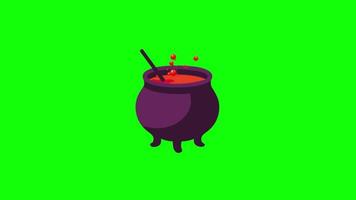 Halloween Hot liquid cauldron, Pot icon animation motion graphics video transparent background with alpha channel
