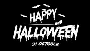 happy halloween title, text october 31 motion graphics video transparent background with alpha channel