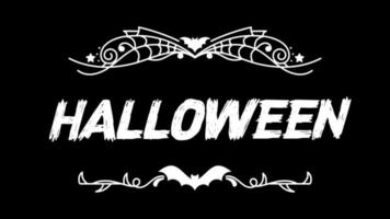 happy halloween title, text Floral frame motion graphics video transparent background with alpha channel