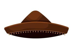 Mexican hat, traditional sombrero in cartoon style isolated on white background. . Vector illustration