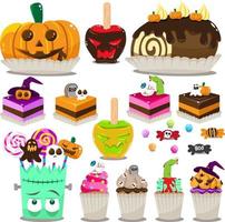 halloween sweets candy cake special witch frankenstein confectionery pastries bakery vector