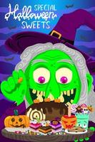 halloween sweets candy cake special witch kitchen confectionery pastries bakery factory special edition vector