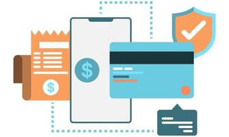 security features for transactions using credit or debit cards vector