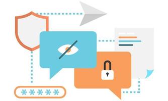 illustration of private conversations and locked conversations for security vector