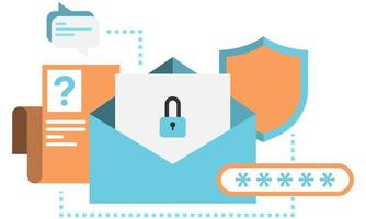 advanced security features on email on mobile devices or the internet. vector