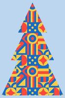 dibujo vectorial de un árbol de navidad con relleno al estilo bauhaus vector