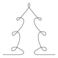 Continuous drawing of the Christmas tree. Vector on a white background.