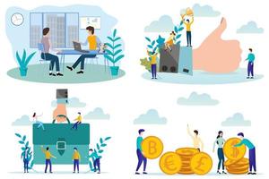 Business negotiations, job evaluation, business investment, staff search.A set of illustrations for the design.flat vector illustration.