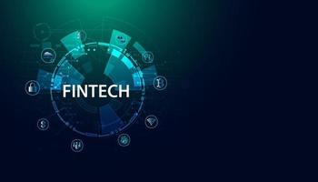 Abstract FinTech Finance Technology applied in the financial business On a modern blue background, futuristic. vector