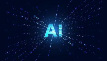 Abstract Artificial Intelligence on Atomic and Technology Background with Computer Systems dot blue. vector