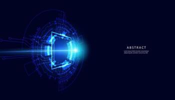 Abstract Circle Digital Circuit Concept Light Circle Network Blue Digital Copy Space for Text Wallpaper Background Futuristic Modern. vector