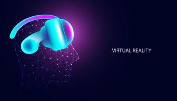 Abstract VR glasses worn on the head to enter entertainment activities, play games, watch movies, listen to music on a modern background, futuristic digital. vector