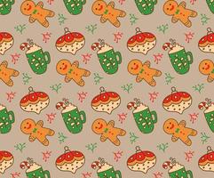 Winter seamless patterns with christmas elements. Awesome holiday vector background. Christmas repeating texture for surface design, wallpapers, fabrics, wrapping paper etc.