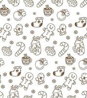 Winter seamless patterns with christmas elements. Awesome holiday vector background. Christmas repeating texture for surface design, wallpapers, fabrics, wrapping paper etc.