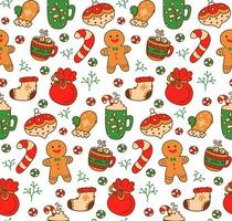 Winter seamless patterns with christmas elements. Awesome holiday vector background. Christmas repeating texture for surface design, wallpapers, fabrics, wrapping paper etc.