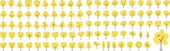 Vector Flat icons collection of tree. Vector Flat pictograms isolated on a white background. Flat icons collection for web apps and mobile concept. Premium quality symbols