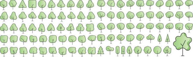 Vector Flat icons collection of tree. Vector Flat pictograms isolated on a white background. Flat icons collection for web apps and mobile concept. Premium quality symbols