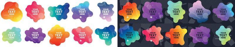 Fluid graphic shape element design vector background or liquid gradient abstract geometric modern splash halftone wavy set for text copy space. idea of curvy backdrop for flyer or brochure