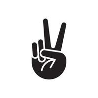 Hand gesture V sign for victory or peace line art. Vector icon for apps and websites. The index and ring fingers signal the number 2, illustration symbol two. Isolated on a white background.