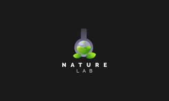 combinación de logo de laboratorio con hoja verde vector
