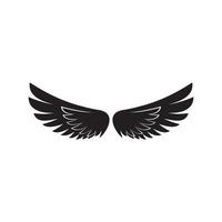 alas. icono de ala. vector del logotipo de las alas. diseño de logotipo de ala conceptual. signo simple del icono del ala. ilustración de diseño de alas de animales. par de alas vectoriales aisladas en negro sobre fondo blanco,