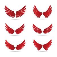 Set of wings. Wing icon. Wing logo design. Wing vector design illustration. Wing icon collection. Vector wing pair isolated on white Background,