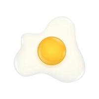 Fried egg isolated on white background. 3d realistic vector illustration. Top view