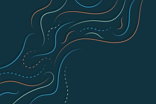 Thin neon colorful wavy lines abstract texture. Twisted lines decorative background. vector