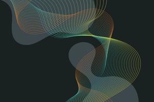 Abstract curved grid wave with flat wavy splash spots on black background. Twisted gradient outline shape illustration vector