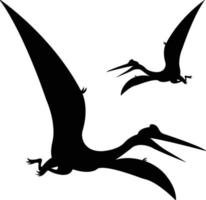 Vector black flying pterodactyl