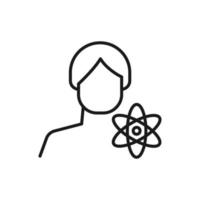 Hobby, business, profession of man. Modern vector outline symbol in flat style with black thin line. Monochrome icon of isolated atoms by anonymous male