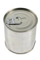 a tin can with a pull ring isolated on white background photo