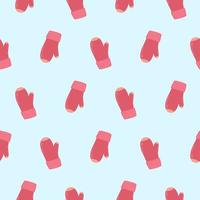 Pattern of pink mittens. Knitted warm mittens on a pattern for textiles, wallpapers, backgrounds. vector