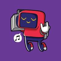 vector illustration of a robot enjoying music